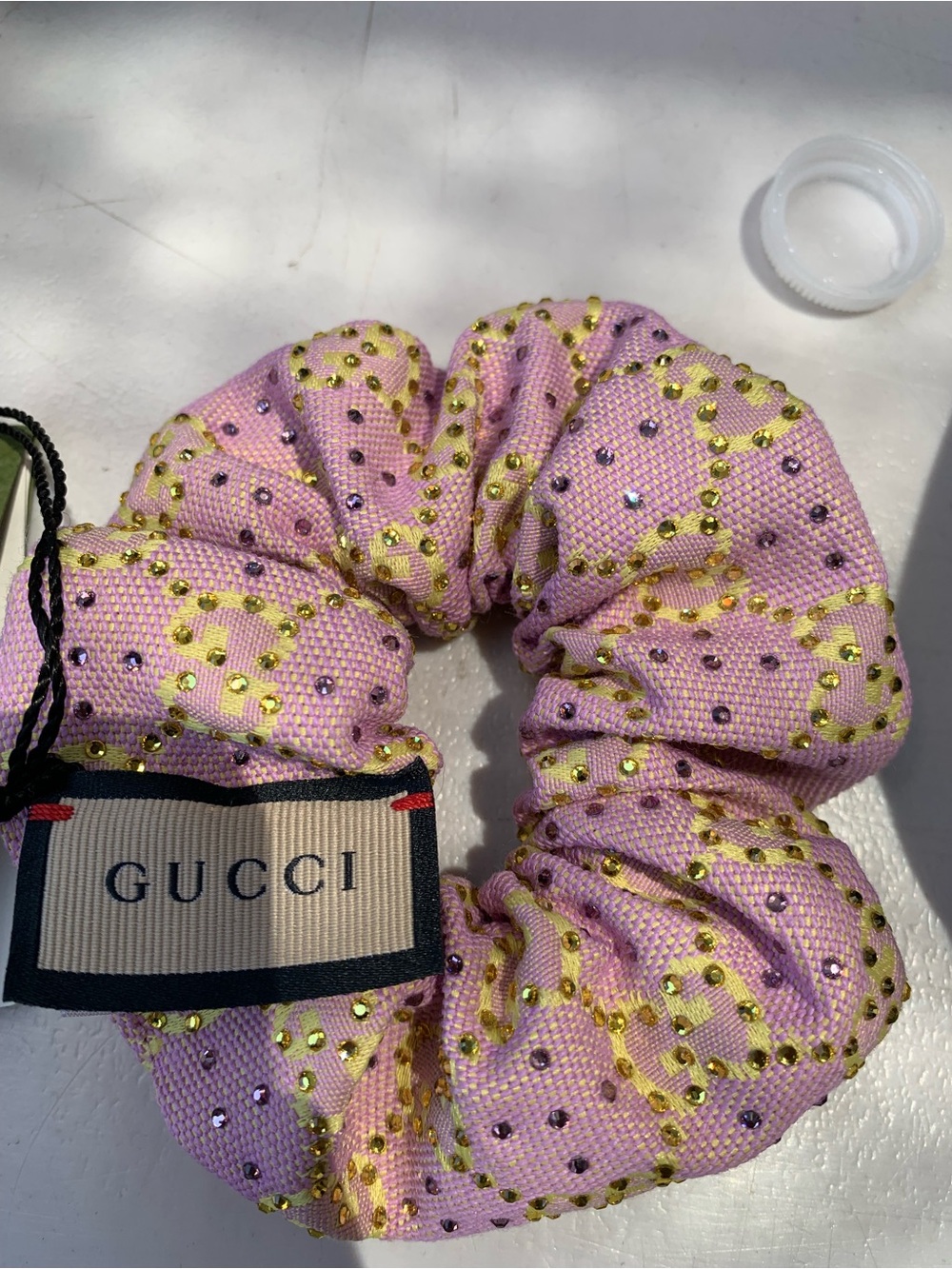 Gucci Pink Scrunchie with Gold Logo Embellishment - Picture 11 of 12